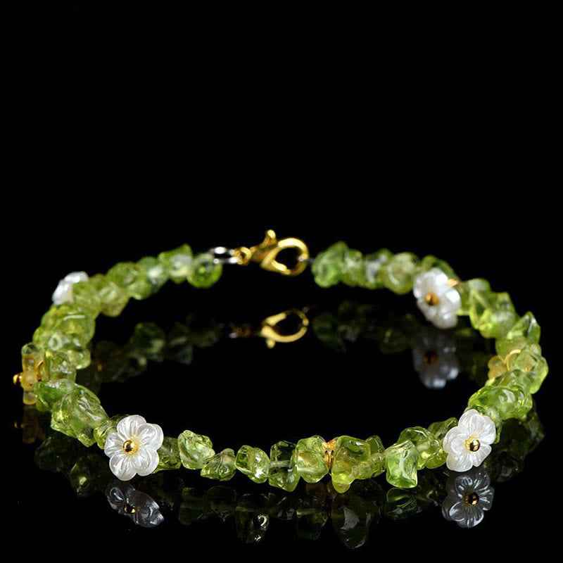 Fortune Jewel Natural Aquamarine Peridot Strawberry Quartz Various Crystals Serenity Bracelet