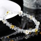 Fortune Jewel Natural Aquamarine Peridot Strawberry Quartz Various Crystals Serenity Bracelet