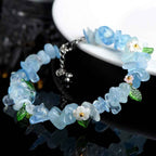 Fortune Jewel Natural Aquamarine Peridot Strawberry Quartz Various Crystals Serenity Bracelet