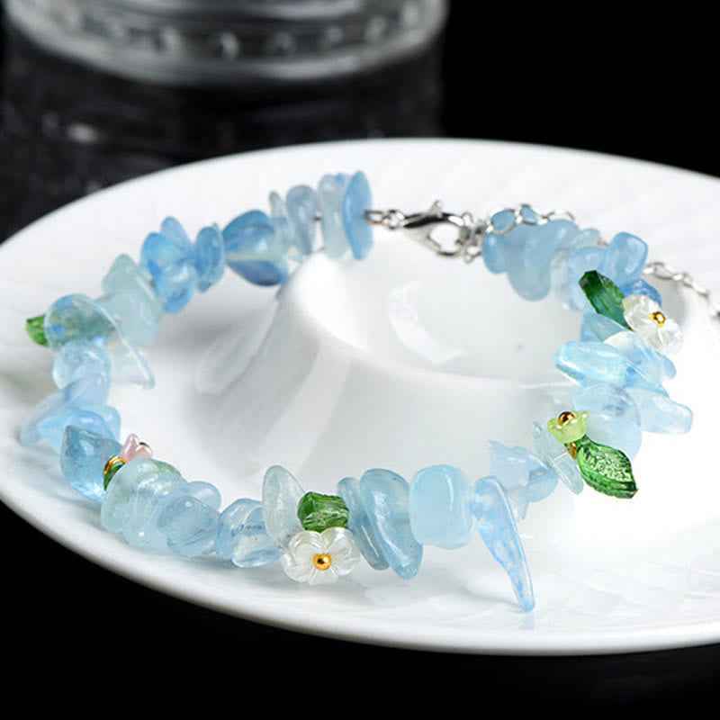 Fortune Jewel Natural Aquamarine Peridot Strawberry Quartz Various Crystals Serenity Bracelet