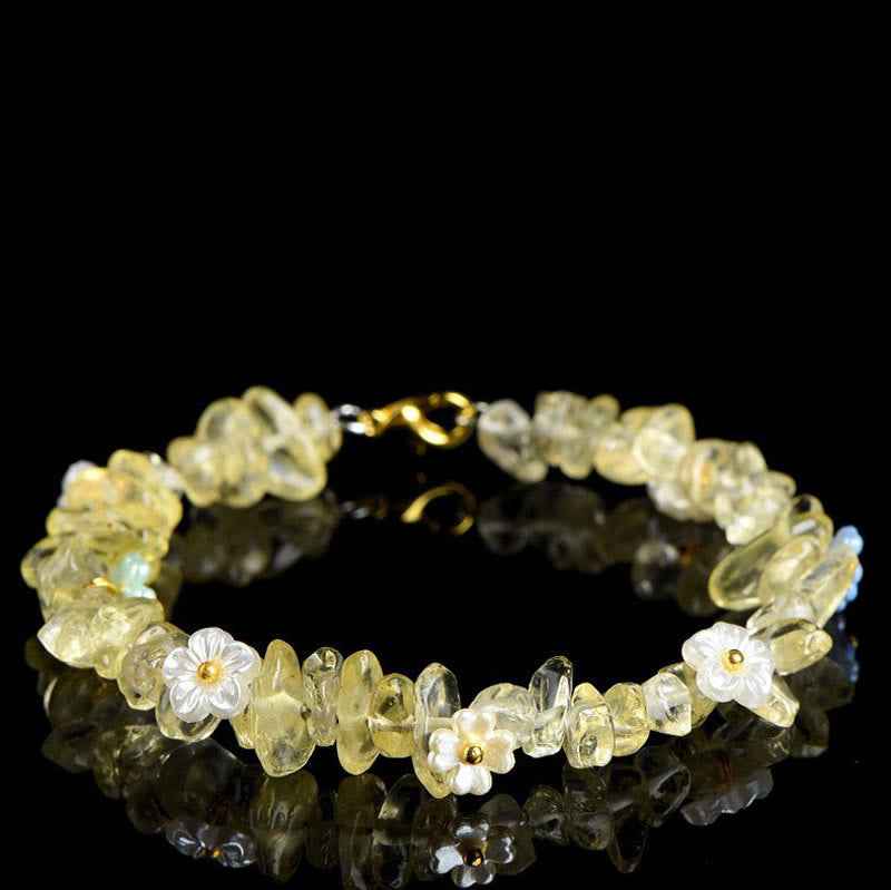 Fortune Jewel Natural Aquamarine Peridot Strawberry Quartz Various Crystals Serenity Bracelet