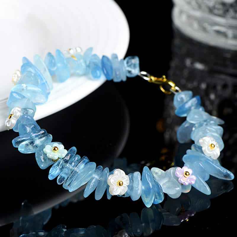 Fortune Jewel Natural Aquamarine Peridot Strawberry Quartz Various Crystals Serenity Bracelet