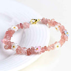 Fortune Jewel Natural Aquamarine Peridot Strawberry Quartz Various Crystals Serenity Bracelet
