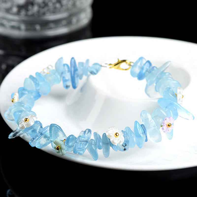 Fortune Jewel Natural Aquamarine Peridot Strawberry Quartz Various Crystals Serenity Bracelet