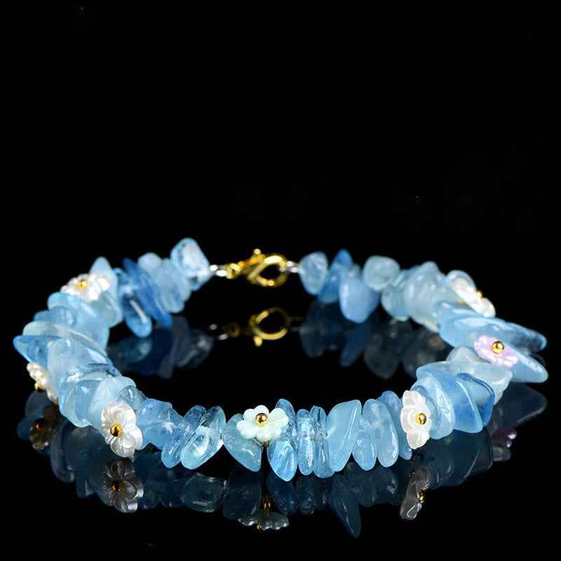 Fortune Jewel Natural Aquamarine Peridot Strawberry Quartz Various Crystals Serenity Bracelet