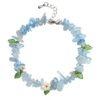 Fortune Jewel Natural Aquamarine Peridot Strawberry Quartz Various Crystals Serenity Bracelet