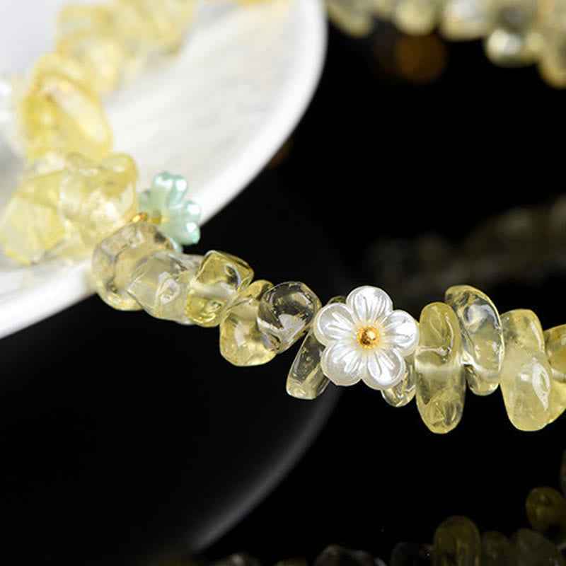 Fortune Jewel Natural Aquamarine Peridot Strawberry Quartz Various Crystals Serenity Bracelet