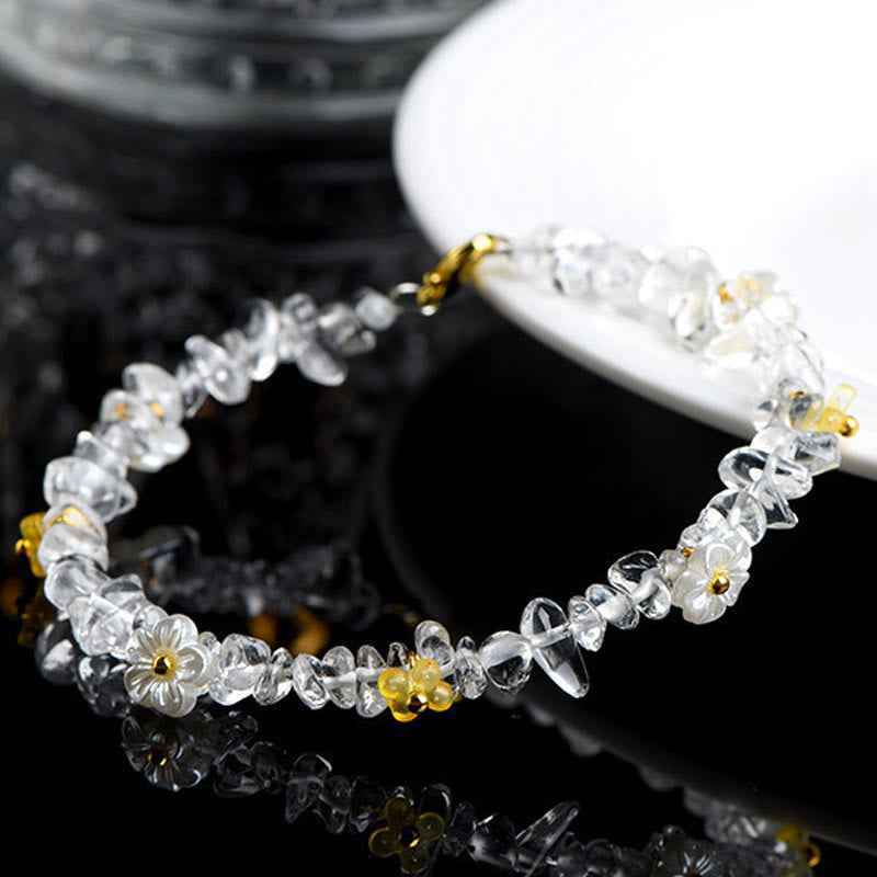 Fortune Jewel Natural Aquamarine Peridot Strawberry Quartz Various Crystals Serenity Bracelet