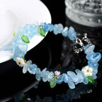 Fortune Jewel Natural Aquamarine Peridot Strawberry Quartz Various Crystals Serenity Bracelet