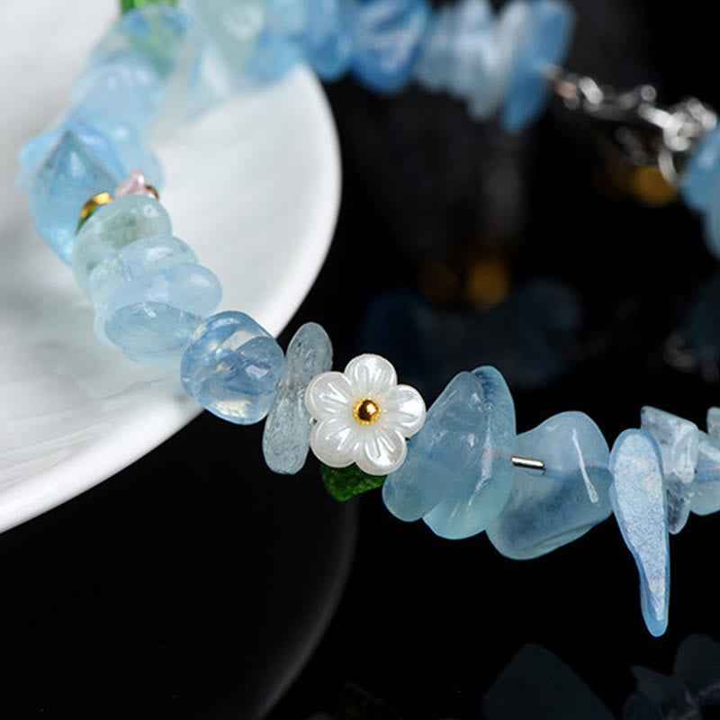 Fortune Jewel Natural Aquamarine Peridot Strawberry Quartz Various Crystals Serenity Bracelet