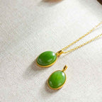 Fortune Jewel 925 Sterling Silver Natural Hetian Jade Round Design Prosperity Necklace Pendant