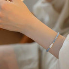 Fortune Jewel Natural Aquamarine Fine 4mm Bead Pearl Serenity Bracelet