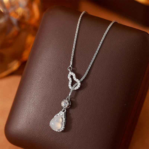 Buddha Stones Double Gourd Chalcedony Copper Positive Necklace Pendant
