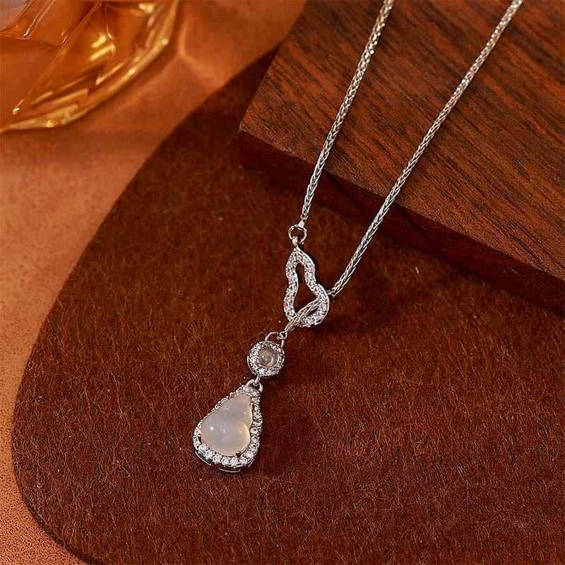 Buddha Stones Double Gourd Chalcedony Copper Positive Necklace Pendant