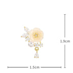 Fortune Jewel White Rose Flower Zircon Copper Luck Clip-on Stud Earrings