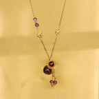 Fortune Jewel Gourd Tassel Amethyst Copper Chain Meditation Necklace Pendant