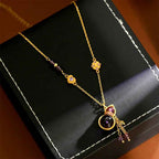 Fortune Jewel Gourd Tassel Amethyst Copper Chain Meditation Necklace Pendant