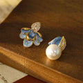 Fortune Jewel Camellia Flower Zircon Copper Luck Stud Earrings