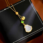 Fortune Jewel Fu Character Laughing Buddha Chalcedony Copper Fortune Necklace Pendant