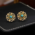 Fortune Jewel Octagonal Compass Zircon Copper Balance Stud Earrings