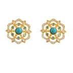 Fortune Jewel Octagonal Compass Zircon Copper Balance Stud Earrings