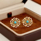 Fortune Jewel Octagonal Compass Zircon Copper Balance Stud Earrings