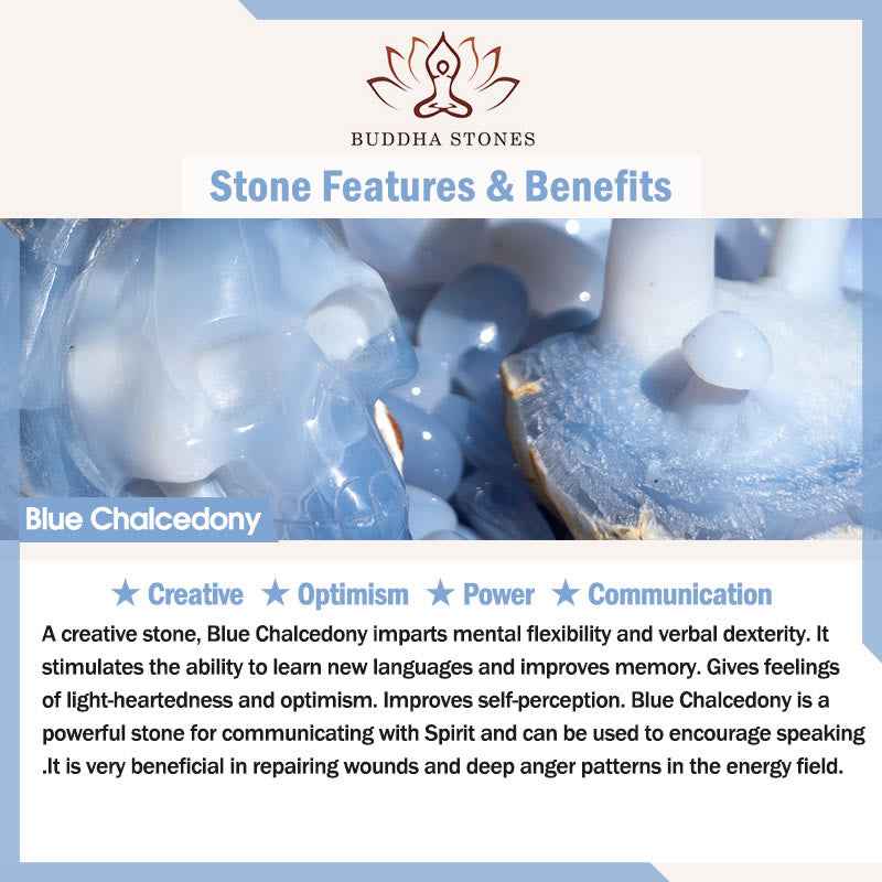 Fortune Jewel Blue Chalcedony Fu Character Cat Paw Healing Bracelet