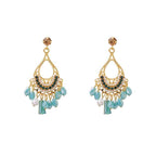 Fortune Jewel Teardrop Tassel Copper Self Care Openwork Drop Dangle Earrings