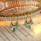 Fortune Jewel Teardrop Tassel Copper Self Care Openwork Drop Dangle Earrings