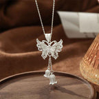 Buddha Stones 999 Sterling Silver Butterfly Lily Of The Valley Freedom Necklace Pendant