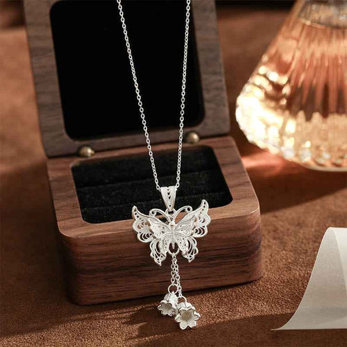 Buddha Stones 999 Sterling Silver Butterfly Lily Of The Valley Freedom Necklace Pendant