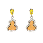 Fortune Jewel Golden Gourd Zircon Copper Wealth Stud Earrings