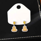 Fortune Jewel Golden Gourd Zircon Copper Wealth Stud Earrings