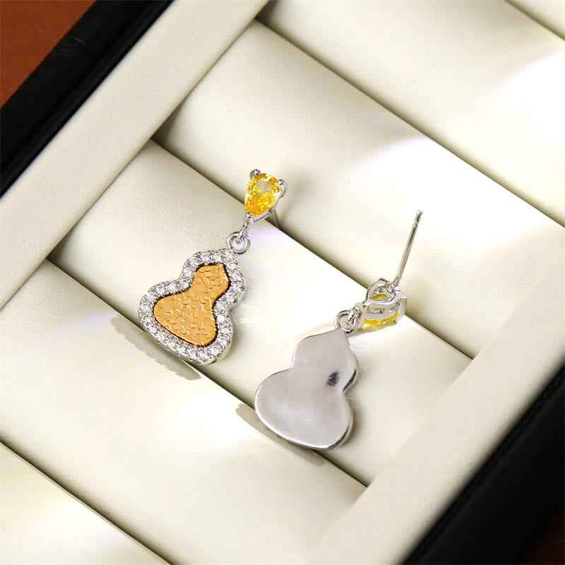 Fortune Jewel Golden Gourd Zircon Copper Wealth Stud Earrings