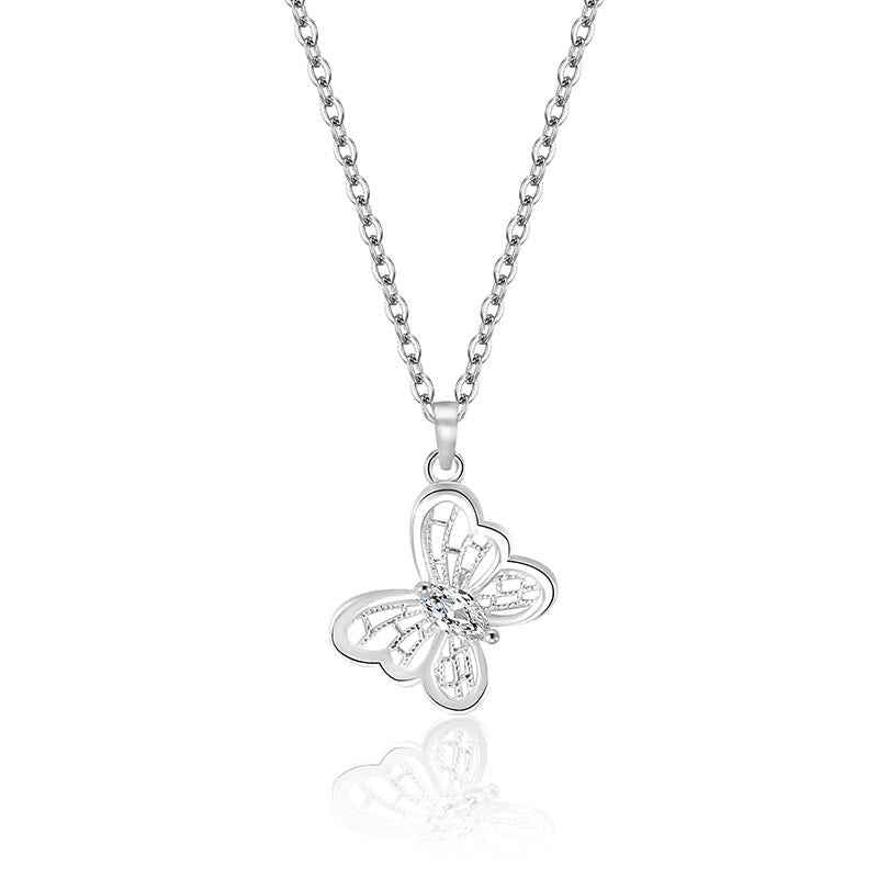 Fortune Jewel 999 Sterling Silver Butterfly Protection Necklace Pendant