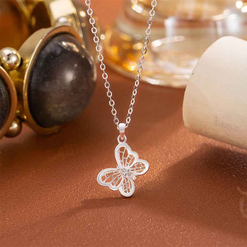 Fortune Jewel 999 Sterling Silver Butterfly Protection Necklace Pendant