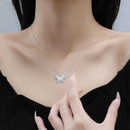 Fortune Jewel 999 Sterling Silver Butterfly Blue Enamel Protection Necklace Pendant