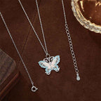 Fortune Jewel 999 Sterling Silver Butterfly Blue Enamel Protection Necklace Pendant