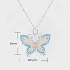 Fortune Jewel 999 Sterling Silver Butterfly Blue Enamel Protection Necklace Pendant