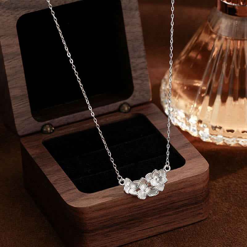 Fortune Jewel 999 Sterling Silver Flower Blessing Necklace Pendant