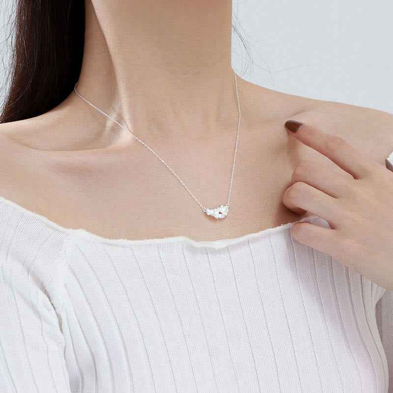 Fortune Jewel 999 Sterling Silver Flower Blessing Necklace Pendant
