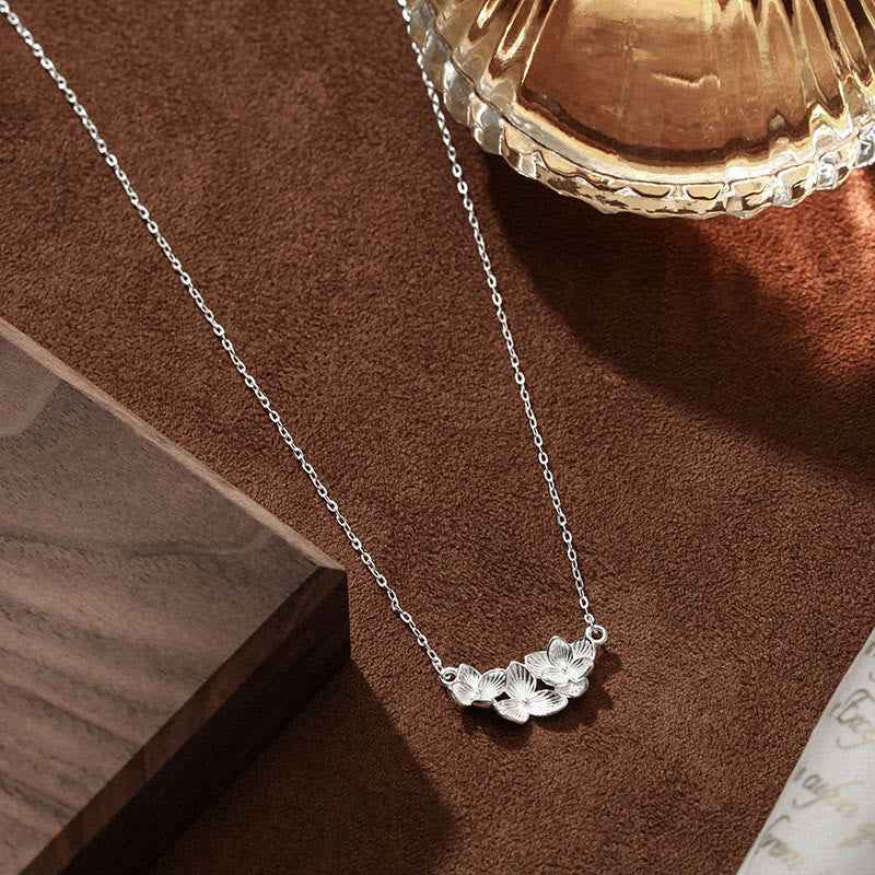 Fortune Jewel 999 Sterling Silver Flower Blessing Necklace Pendant