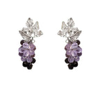Fortune Jewel Purple Grape Leaves Copper Wealth Stud Earrings