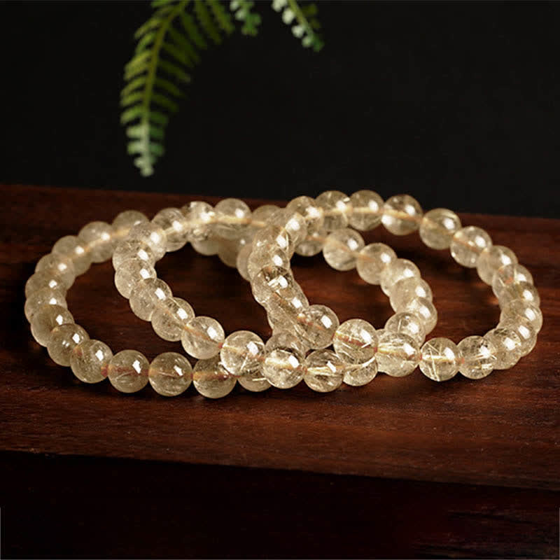 Fortune Jewel Natural Golden Rutilated Quartz Auspiciousness Protection Bracelet