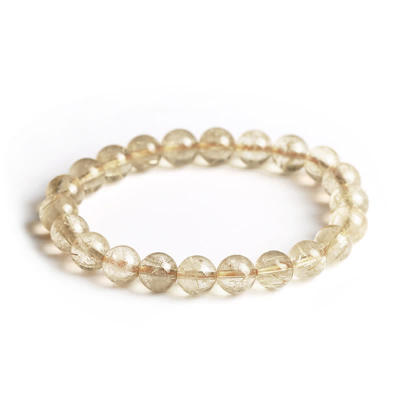 Fortune Jewel Natural Golden Rutilated Quartz Auspiciousness Protection Bracelet