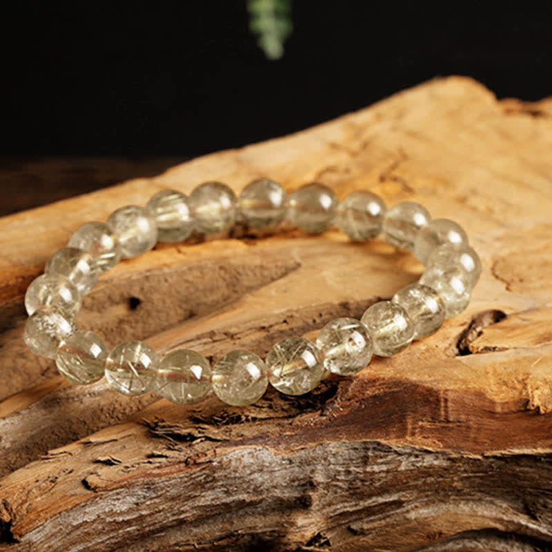Fortune Jewel Natural Golden Rutilated Quartz Auspiciousness Protection Bracelet