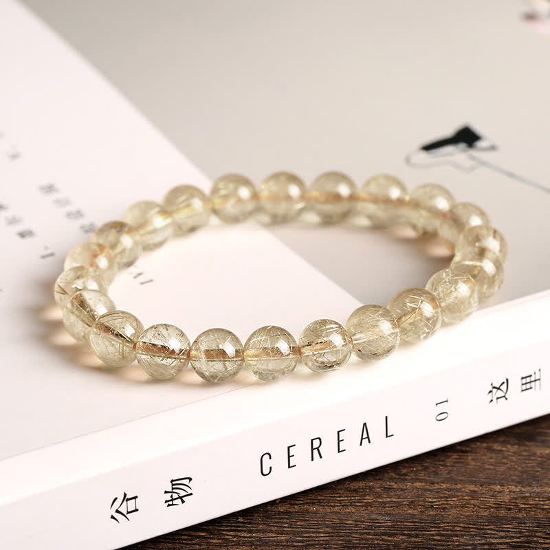 Fortune Jewel Natural Golden Rutilated Quartz Auspiciousness Protection Bracelet