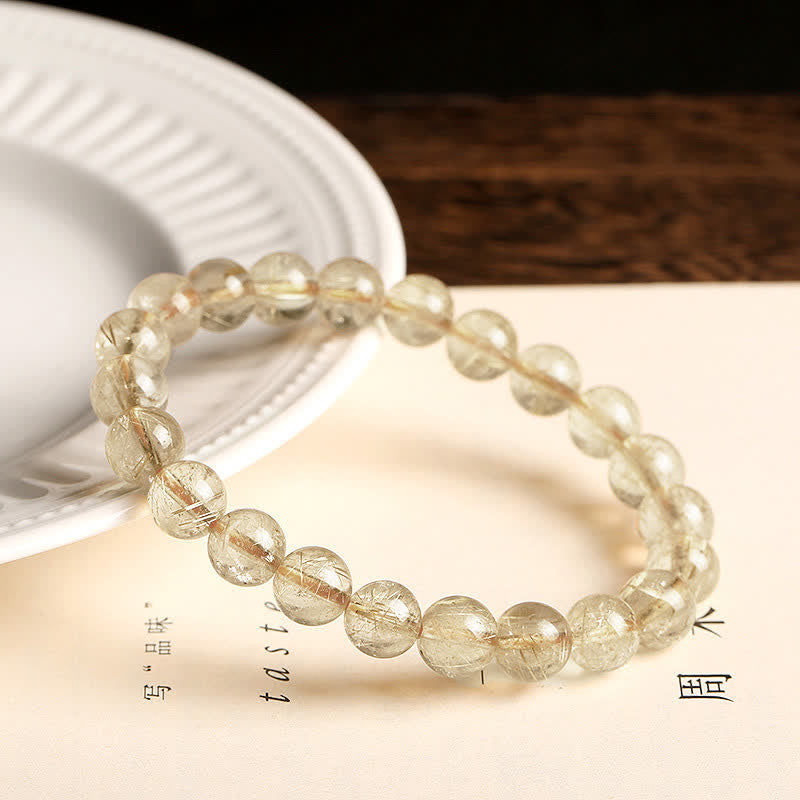 Fortune Jewel Natural Golden Rutilated Quartz Auspiciousness Protection Bracelet