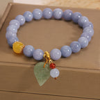 Fortune Jewel Aquamarine Jade Leaf Healing Charm Bracelet