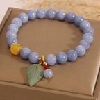 Fortune Jewel Aquamarine Jade Leaf Healing Charm Bracelet